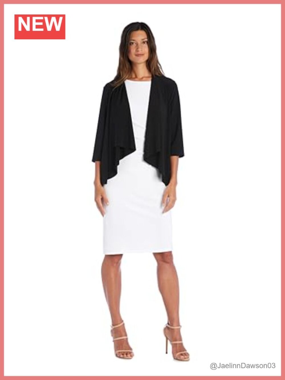 R&M Richards Belle Swing Shrug 3/4 Sleeve Ruffle Open Front Lightweight